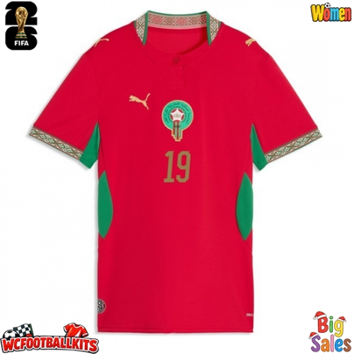 Morocco Youssef En-Nesyri #19 Replica Home Stadium Shirt for Women World Cup 2026 Short Sleeve